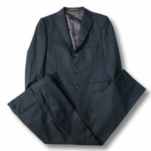 《良品◎》Perfect Suit FActory パーフェクトスーツファクトリー★Super100s*シングルセットアップスーツ*ネイビー*サイズY5(MA6524)◆S80