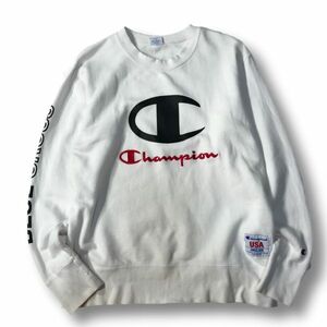 《良品◎》Champion チャンピオン★刺繍デザイン*ビッグロゴ*トレーナー*スウェット*ホワイト*サイズLL(MA6526)◆S60