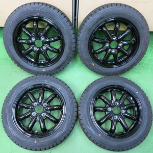 *送料無料* 超バリ溝 綺麗 ほぼ10分★スタッドレス 155/65R14 ダンロップ ウインターマックス WM01 社外 アルミ PCD100/4H★4050309イス