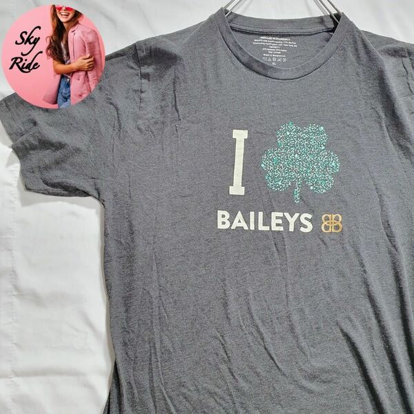 Baileys ベイリーズ メンズ 英字デカロゴ プリント ヴィンテージ Tシャツ グレー XL 90's USA 古着 #MA0525