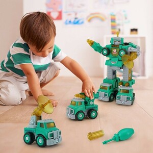 変形ロボット車セット 子供用 車おもちゃ 知育玩具 組み立ておもちゃ 小型 ロボから車に変形 変形ロボ 誕生日 子ども ck23