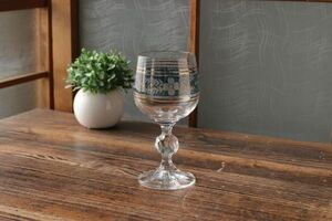 ☆ボヘミアクリスタル ワイングラス カットガラス 金縁 1客 ガラス食器 Ap1803