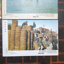 絵葉書3枚:中國支那満洲,水上筏生活,豆粕野積み海外輸出8割日本へ,萬里の長城ラクダ,支那民衆風俗,戦前　_画像3