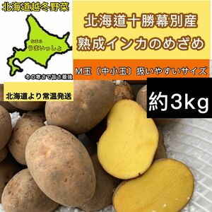 北海道2024年【超熟成濃い味十勝幕別産インカのめざめM玉〔中小〕扱いやすい玉】約3kg 北海道より常温発送