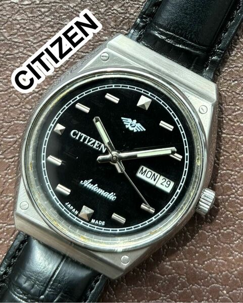 ヴィンテージ CITIZEN 腕時計 メンズ 機械式自動巻き ブラック