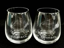 I♪ 美品 TIFFANY&Co ティファニー タンブラーグラス 箱付 ロゴ クリスタル ペアグラス ペアタンブラー ガラス コップ グラス 食器 _画像2