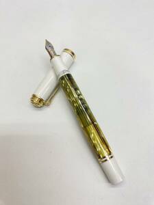 I* pelican Pelikan Hsu be lane fountain pen M400 white to-tas pen .14C-585 F secondhand goods 