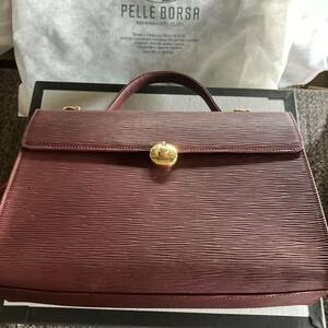 ペレボルサ　pelle borsa レザー　ハンドバッグ　赤　レッド