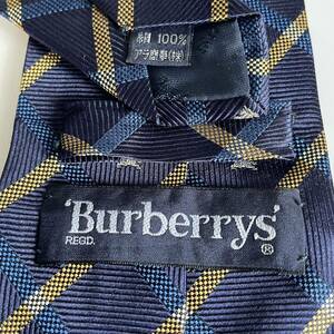 BURBERRY(バーバリー) 紺青ゴールドチェックホースロゴネクタイ