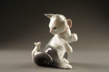 【千寿】 LLADRO リヤドロ 驚いた仔猫 置物 L14◆在銘/西洋アンティーク/陶磁器/古美術/100024196_画像2