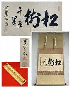 【千寿】大徳寺 雪林院 藤田寛道 松寿千年翠 横物 紙本 d662◆箱/茶道具/古美術/時代品/掛軸/100025432