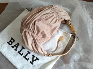 BALLY バリー ワンショルダーバッグ レザー ピンクベージュ ギャザー 保存袋付き 