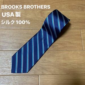 【美品】ブルックスブラザーズ レジメンタル ストライプ ネクタイ シルク100% USA製 国旗タグ