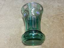 チェコスロバキア製 花器 花瓶 BOHEMIA GLASS グリーン_画像1