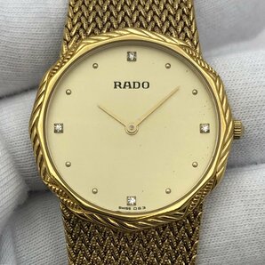 1円～/RADO/ラドー/121.3616.2L/2針/ゴールド文字盤/石付/ゴールドカラー/ラウンド/腕時計/クォーツ/ジャンク/T028の画像5