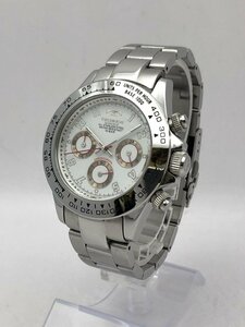 TECHNOS/ Tecnos / chronograph /TBM634/ white face / silver color / round /10BAR/ quartz / men's wristwatch / Junk /T095