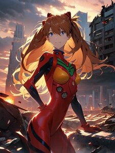 A323　新世紀エヴァンゲリオン 惣流・アスカ・ラングレー 同人 ポスター A4 光沢紙 美少女 アニメ イラストアート