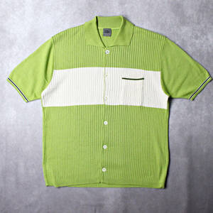 【PHILL GREEN】90s イタリア製 半袖シャツ ライムグリーン ニットシャツ