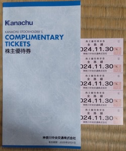  Kanagawa centre traffic stockholder hospitality passenger ticket + stockholder hospitality booklet 