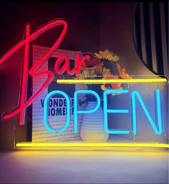 ネオンサインUSB電源 LEDライト 「Bar OPEN 」30cm×40cm バー インテリア LED看板 アメリカン雑貨