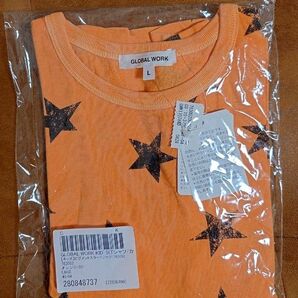 global work キッズ　tシャツ ピグメントスター　オレンジ　星　120cm