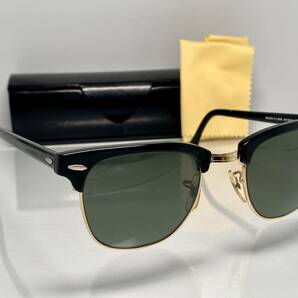 ケース付★B&L RAY-BANボシュロムレイバン CLUBMASTERクラブマスターW0365 黒ブラック×Goldゴールド/G-15 VINTAGEサングラス USA製 の画像2