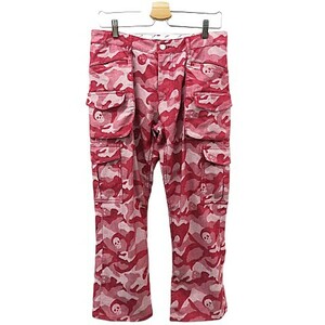 [ cheap ]1,000 jpy ~ MARK&LONA Mark and rona pants Skull total pattern red group size L men's Golf wear sample goods [M5197]