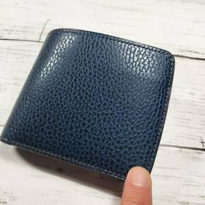 RiDo LeatherWorks【ドラーロ&ブッテーロ】フルオプションのハーフウォレット★ブルー×ブラック　二つ折り財布　ハンドメイド