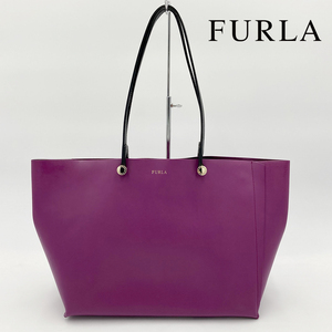【美品】FURLA フルラ トートバッグ エデン EDEN パープル 紫 レザー ポーチ付き A4収納可 レディース