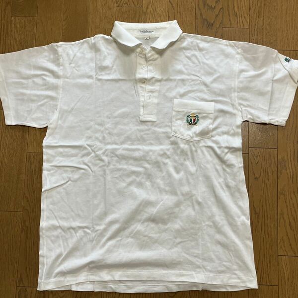 ポロシャツ Tシャツ ホワイト 古着 半袖 半袖Tシャツ 白 Lサイズ　綿　日本製　milano ミラノ　胸ポケット