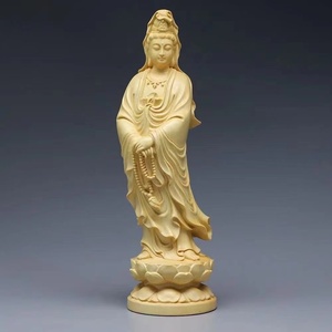  bargain sale! finest quality goods yellow . tree . sound bodhisattva . sound sama finest quality tree carving . fortune better fortune . home .. precise skill height 12cm