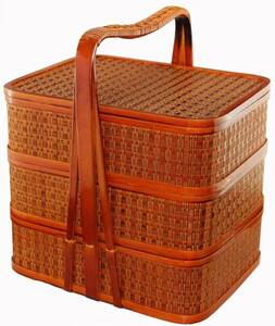  high quality * bamboo compilation skill . storage basket handbag basket bamboo skill. lacquer ware handmade bamboo basket only. height approximately 44cm