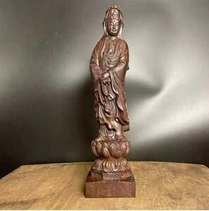  Buddhist image .. tree carving . sound bodhisattva . sound . image ornament precise sculpture height 29cm