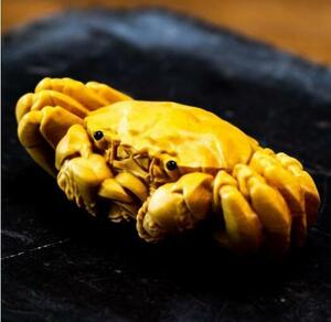  beautiful goods *[ finest quality. tree carving ] crab *. fortune better fortune *. home ..* yellow . tree * handicraft * tree carving * handmade * wooden sculpture / ornament unused 