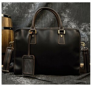  new goods business bag men's original leather cow leather briefcase leather tote bag handbag bag shoulder bag commuting bag high capacity 