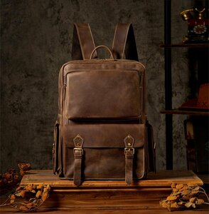  beautiful goods * business rucksack original leather daypack men's rucksack stylish high capacity travel leather 16 -inch PC storage A4 backpack commuting going to school 