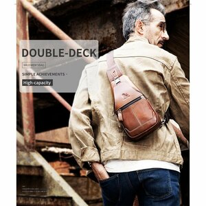  bargain sale * body bag men's original leather body back one shoulder bag leather diagonal .. bag high capacity casual commuting going to school bag left right shoulder attaching change possible 