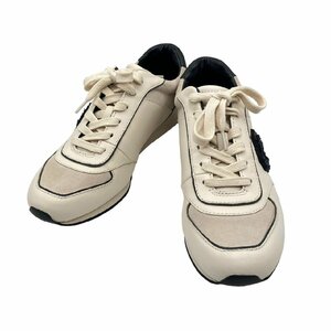 美品 COACH コーチ Q8800 レベッカ バーシティ Cワッペン レザー レディース ローカット スニーカー シューズ 靴 サイズ38 約24-24.5cm