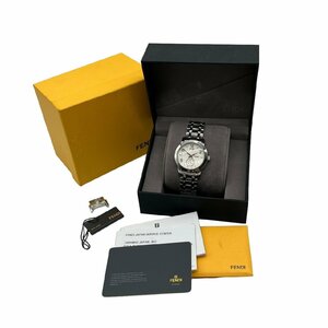 稼働品 FENDI フェンディ 2100G 014-324 オロロジ QZ 白文字盤 デイト スモセコ QZ クオーツ メンズ 腕時計 コマ・ケース付き