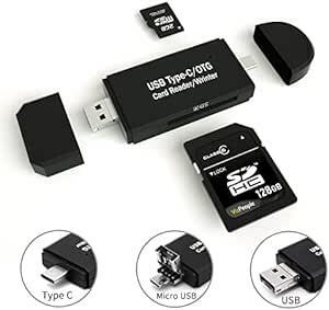 【Type-C/Micro usb/USB 3in1】メモリカードリーダー SDメモリーカードリーダー USBマルチカードリーダー