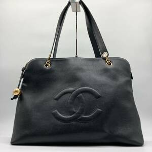 1円〜 CHANEL シャネル ココマーク キャビアスキン チェーントート　チェーンショルダー トートバッグ ワンショルダー　ブラック