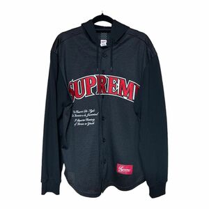 未使用 supreme mesh hooded baseball jersey シュプリーム ベースボール シャツ 黒 パーカー