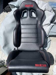 【美品】Sparcosparco セミバケットSeat セミバケ ブラック R100 SKY PVCブラックレザー レッドステッチ1