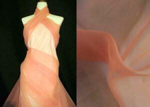 2040-3　ドレス用・Ｗ幅オーガンジー(サーモン、幅150cm×長さ5ｍ）
