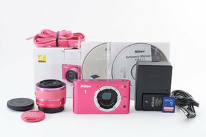 Nikon 1 J2 ピンク 1015万画素 + VR 10-30mm レンズキット [美品] 元箱 ストラップ 8GBメモリーカード バッテリー 充電器 CD-ROM付き