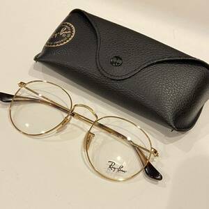 美品 Ray-Ban レイバン ボストン型 ゴールドカラー フレームメガネ 眼鏡 