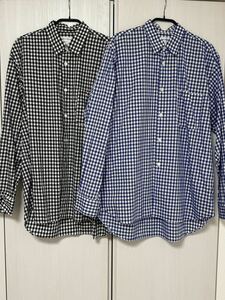 comme des garcons SHIRT forever コムデギャルソンシャツ フォーエバー 2枚セット ワイドクラシック ギンガムチェックシャツ ネイビー 黒