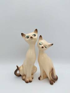 ねこ ちゃん ペア セット 陶器 置物 インテリア 昭和 レトロ ポップ ファンシー 当時物 ビンテージ ヴィンテージ 猫 