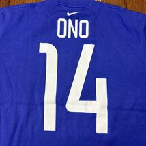 NIKE ナイキ サッカー日本代表 応援Tシャツ ブルーパープル M 小野伸二 14番 c1_画像7
