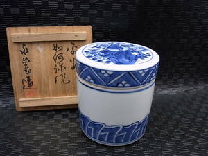 平安 如阿弥　造 【染付 滓孟】 共箱 茶道具 花月庵 茶道家収集品 65